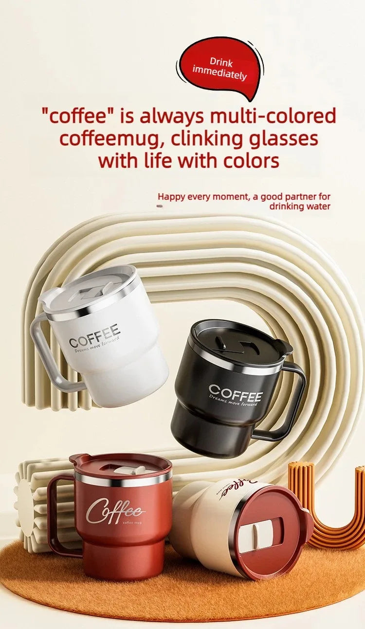 Double Wall Insulated Coffee Mug — 304 Stainless Steel with Handle