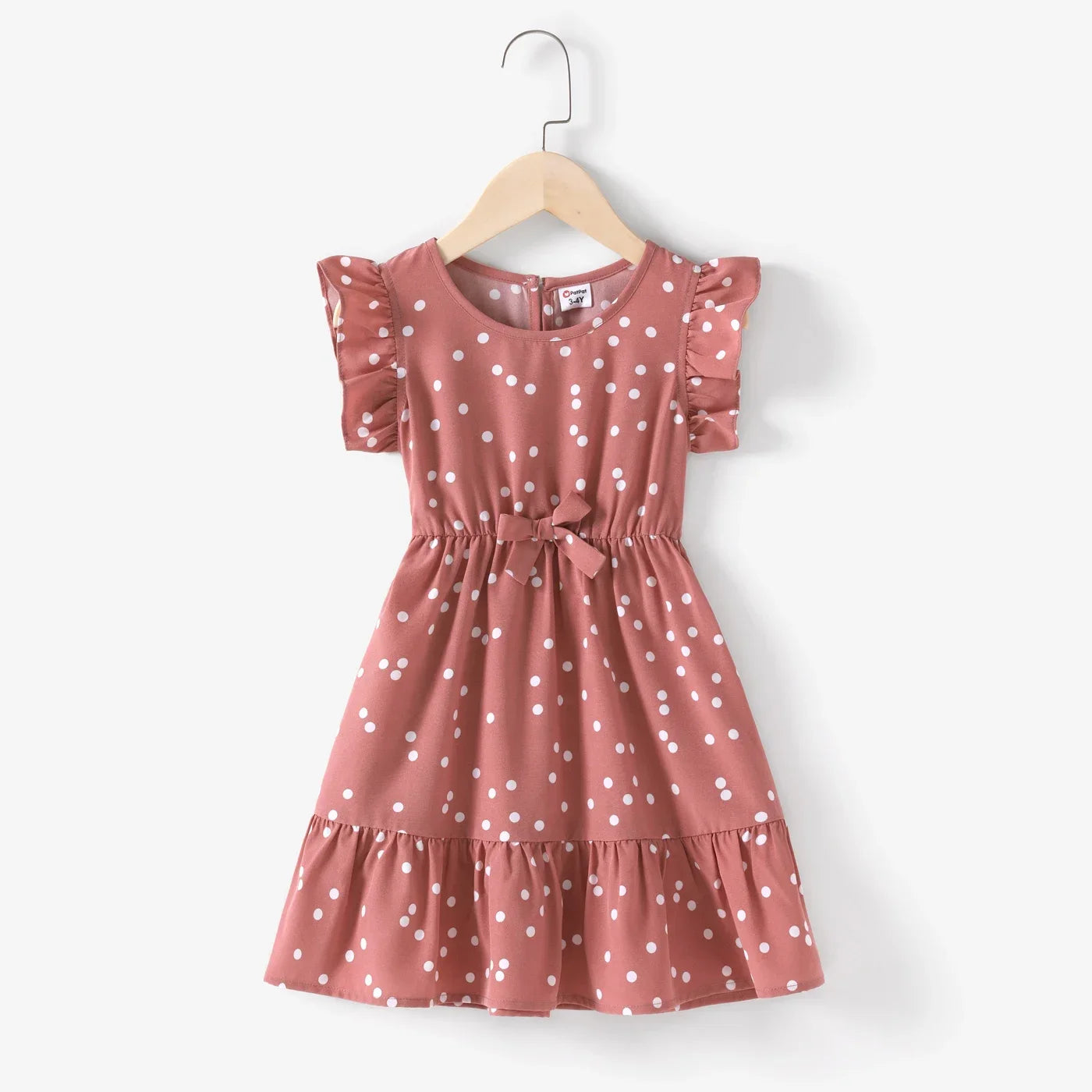 Family Matching Polka Dot Flutter-Sleeve Wrap Dress — Mom & Daughter
