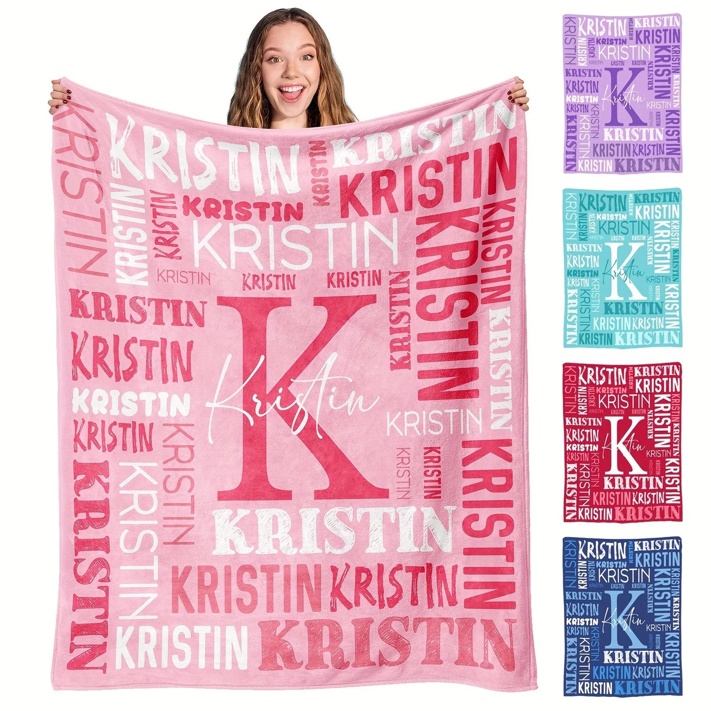 Personalized Name Flannel Blanket For Girls And Boys Customized Soft Baby Blanket For Bed Sofa Picnics Travel Birthday Gift