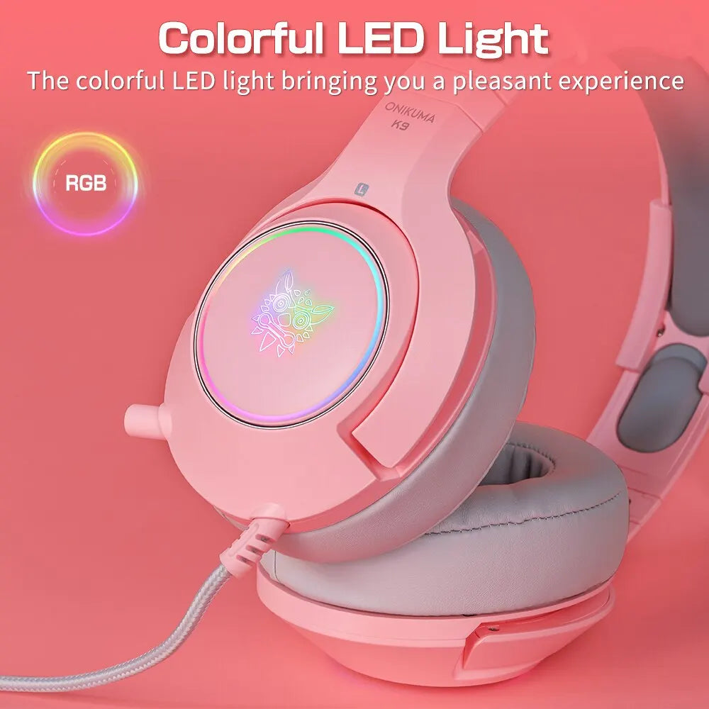 ONIKUMA K9 RGB Gaming Headset with Cat Ears & HD Mic