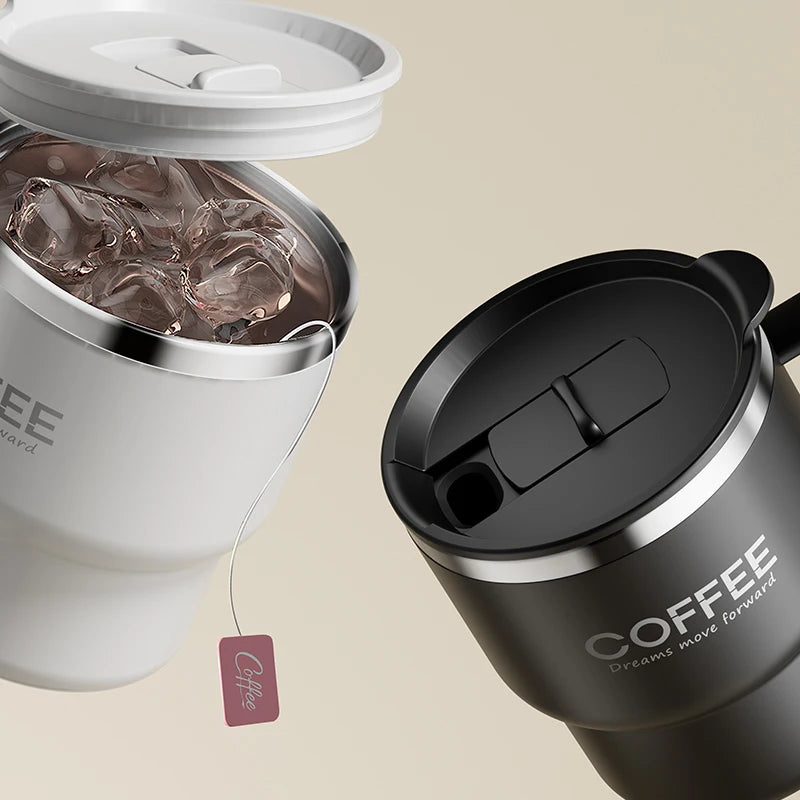 Double Wall Insulated Coffee Mug — 304 Stainless Steel with Handle