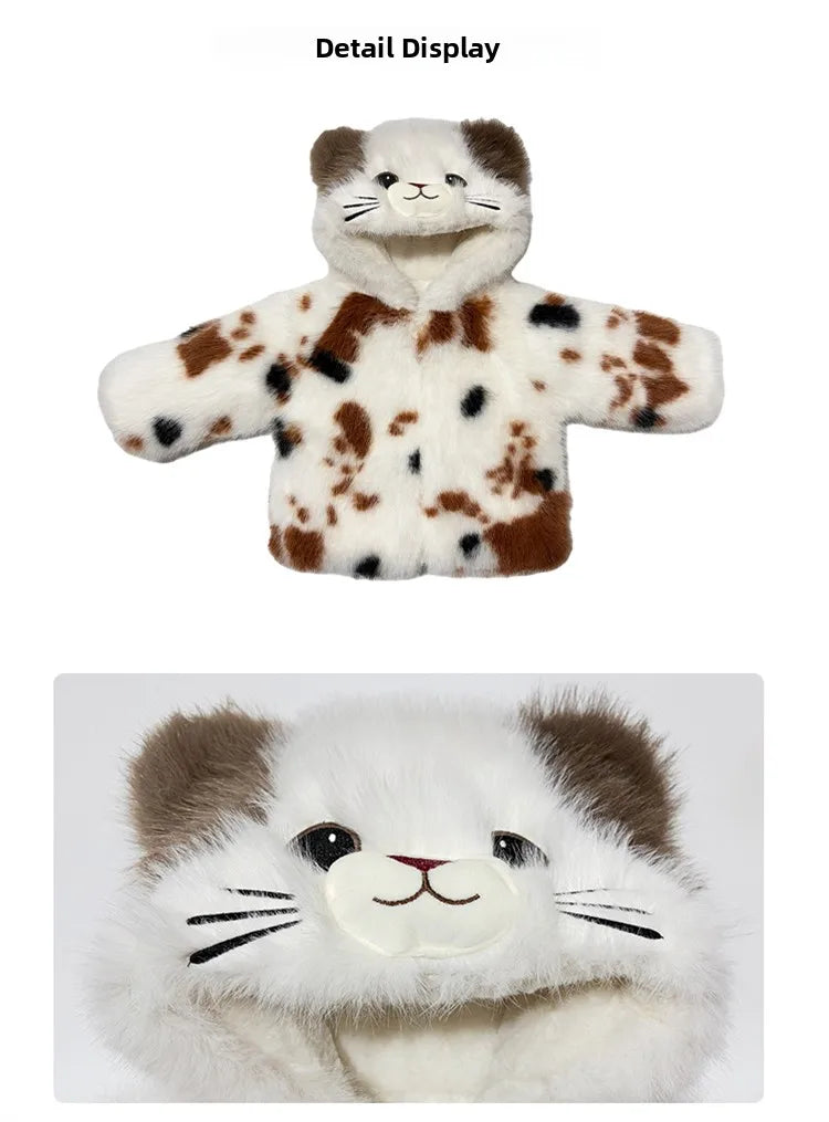 Adorable Faux Fur Cat Coat for Kids — Warm Winter Jacket