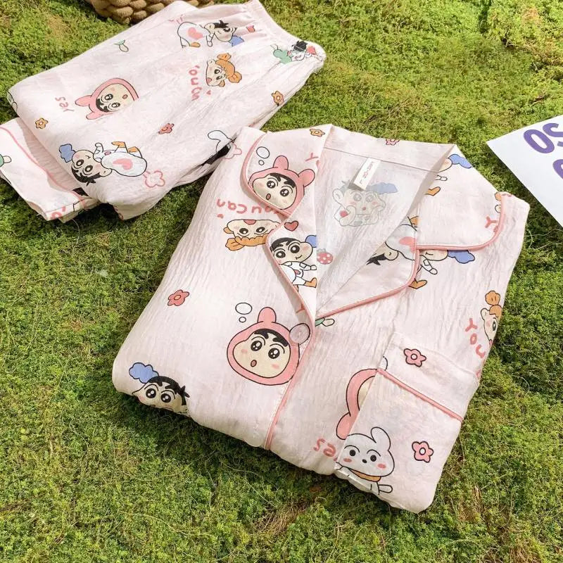 Crayon Shin-Chan Anime Pajamas Set — Women's Kawaii Cartoon Homewear