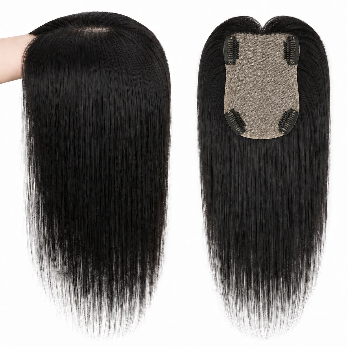 Straight Clip-In Hair Topper with Silk Base
