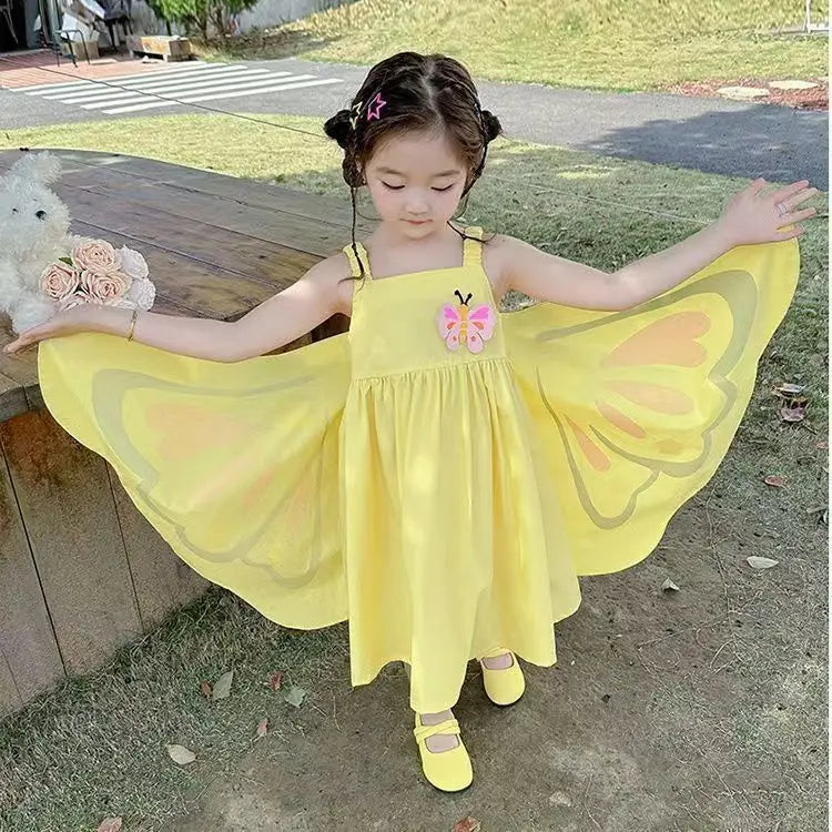 Girls Summer 3D Butterfly Dress — Cute Sleeveless Tank Party Dress for Kids 3-8 Years