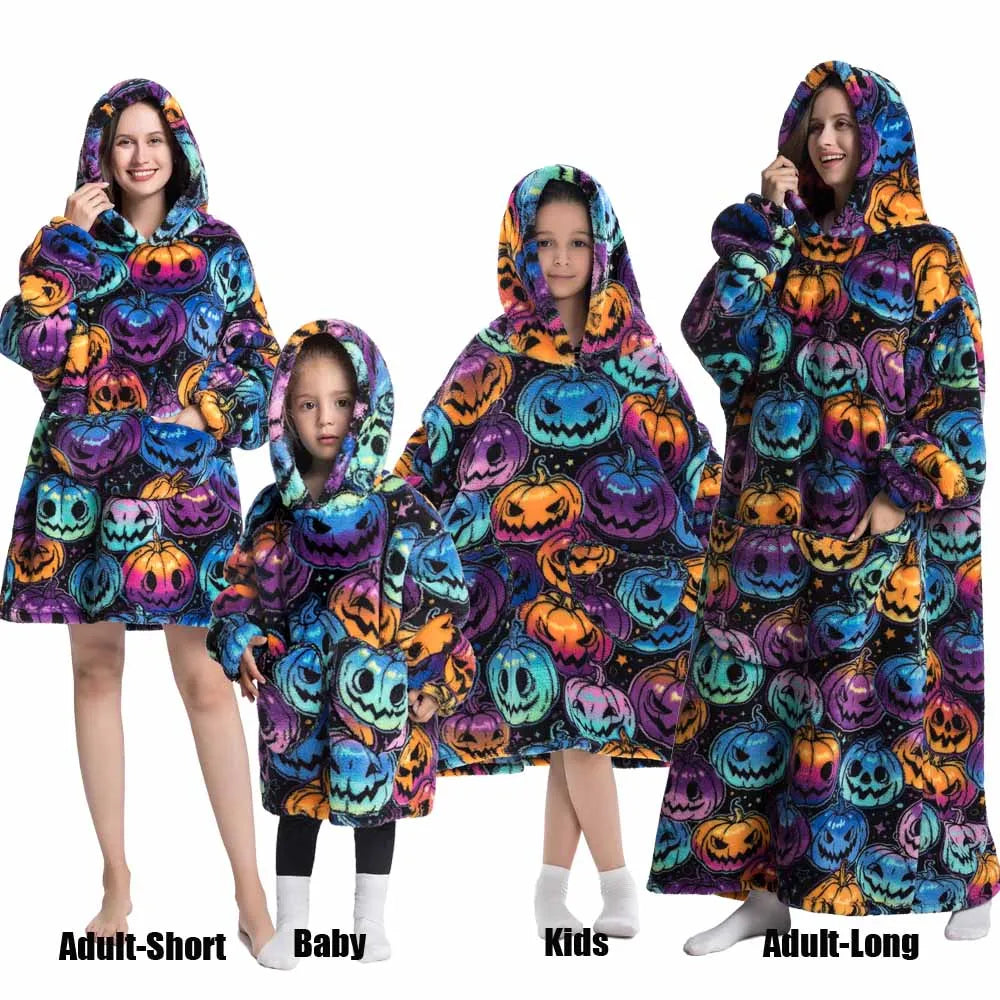 Oversized Cartoon Fleece Hoodie Blanket