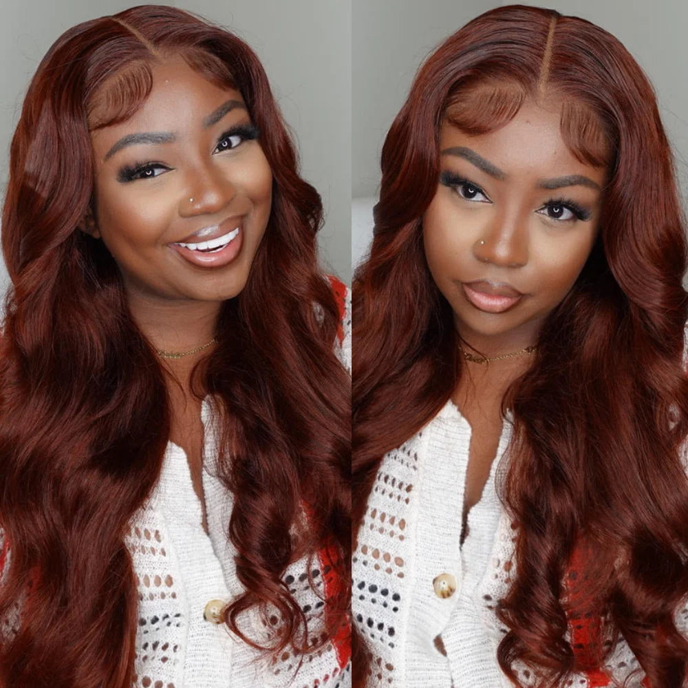 Warm Sun-Kissed Reddish Brown Body Wave Wig | Glueless 7x5 Lace, Pre-Cut & Pre-Bleached