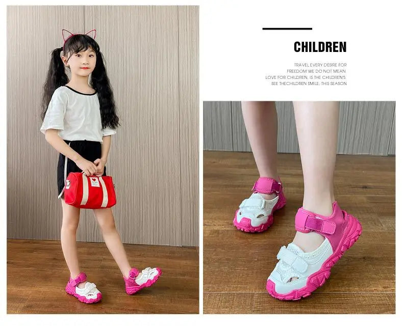 Children Sport Sandals for Girls Mesh Breathable Boys Sneaker Casual Beach Shoes Fashion Hollow Out Non-slip Flat Tenis Feminino