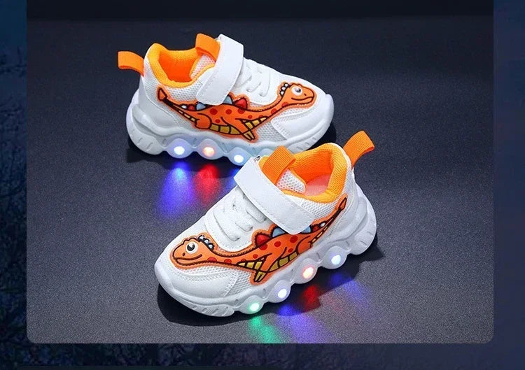 LED Children Cute Cartoon Boys Casual Sneaker for Children Shoes Girl Mesh Breathable Lighting Shoes Baby Illuminated Shoe