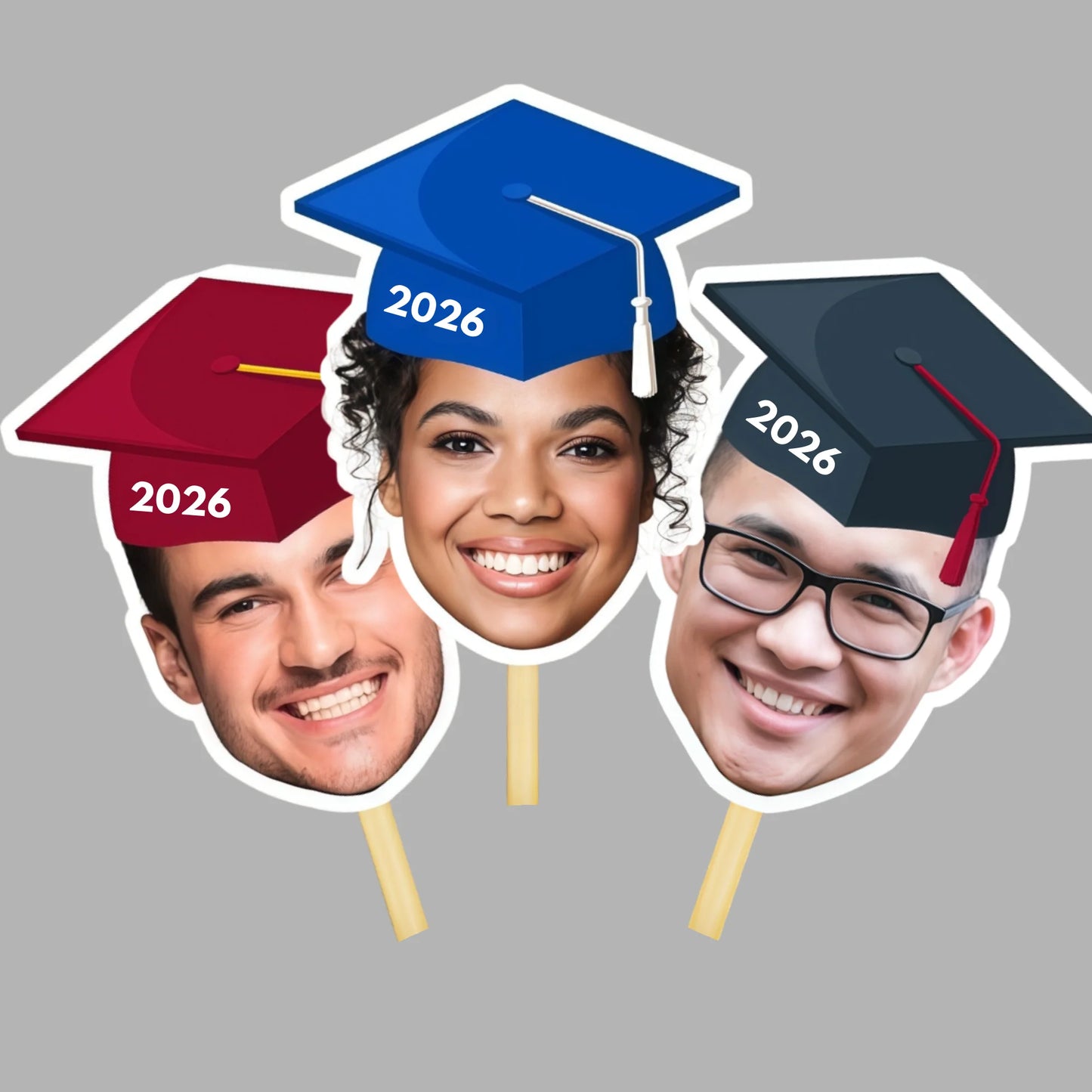 Personalized Photo Face Masks – Funny Fan Face Cutout Head on a Stick | Birthday Party Decorations