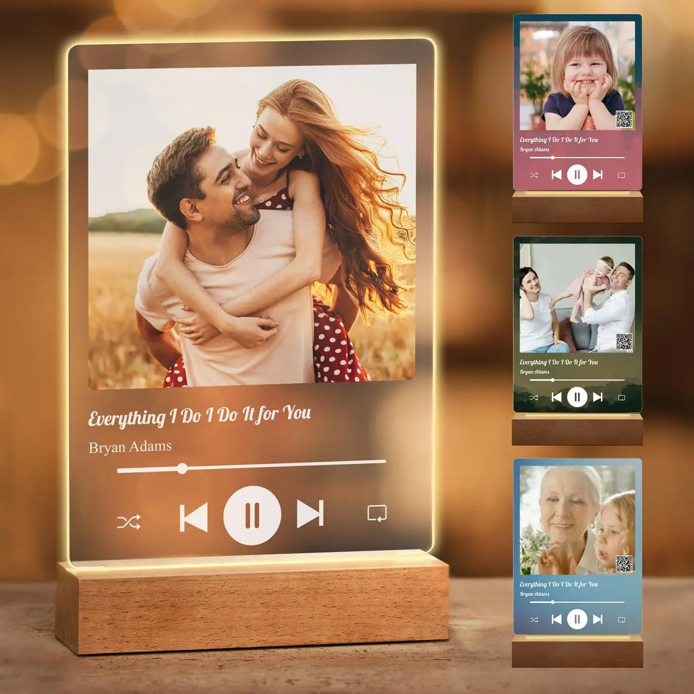Personalized Spotify Song Plaque | Custom Acrylic Photo Frame with LED Night Light