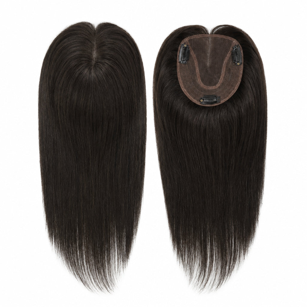 Straight Clip-In Hair Topper with Lace Base – 12 Inch