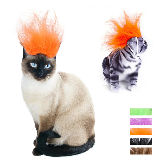 Halloween Pet Wig Cosplay Prop — Funny Hair Hat for Dogs & Cats
