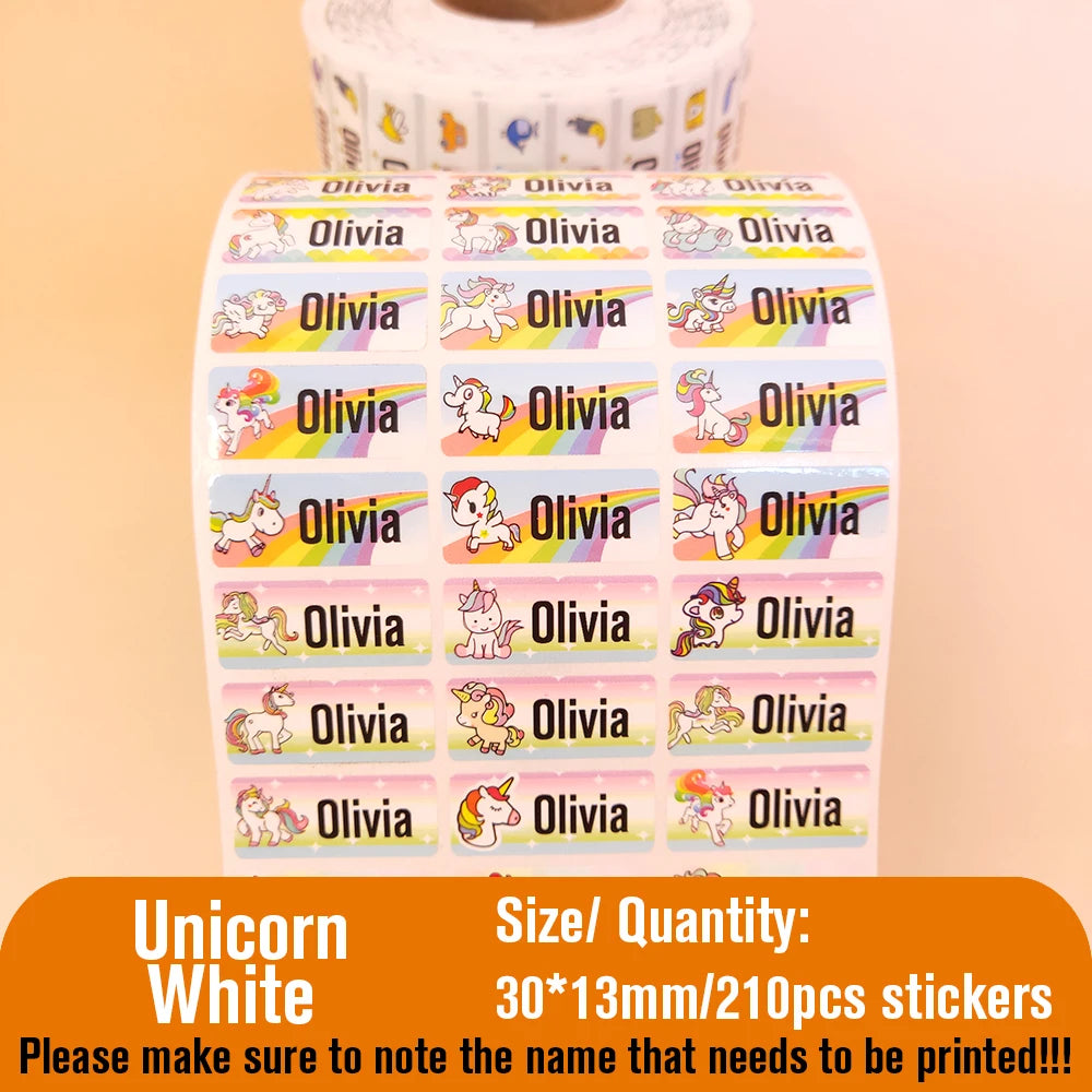 210pcs Personalized Waterproof Name Tag Stickers for Kids