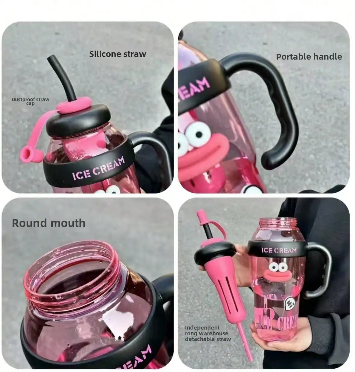 Large-Capacity Sports Water Bottle with Straw — 1300ml BPA-Free