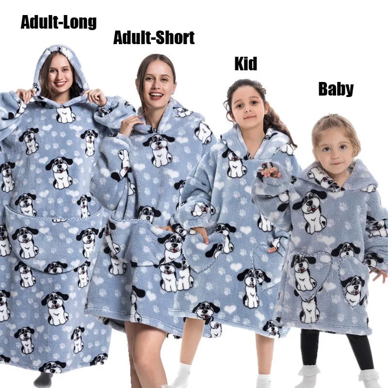 Oversized Cartoon Fleece Hoodie Blanket