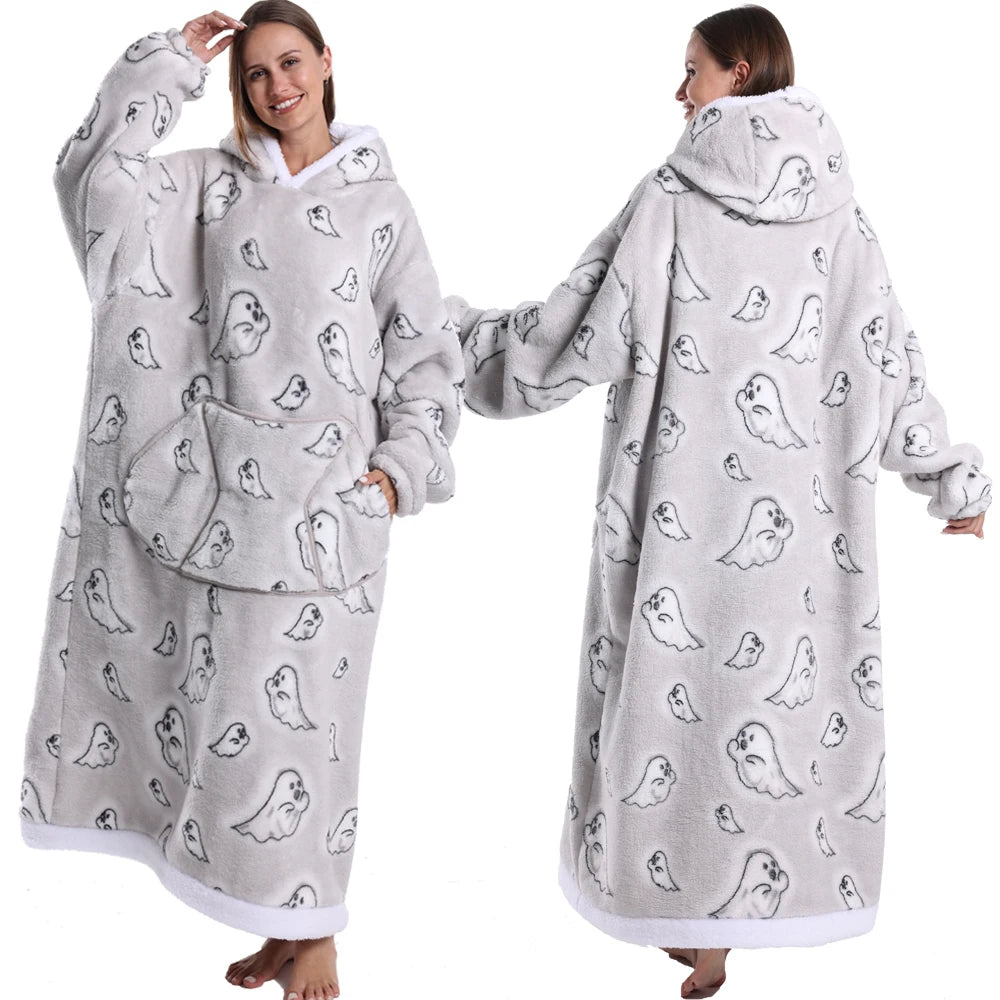 Cartoon Wearable Blanket Hoodie for Adults