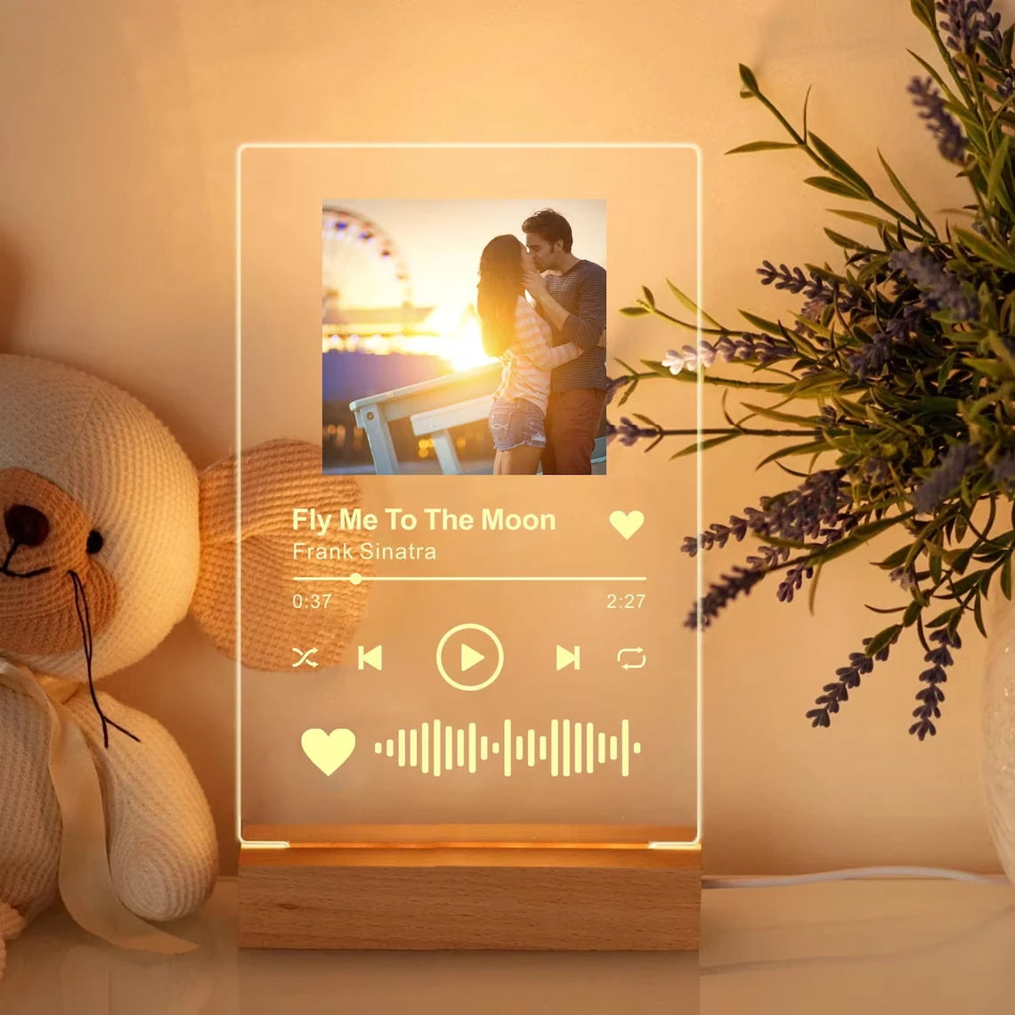 Personalized Spotify Song Plaque | Custom Acrylic Photo Frame with LED Night Light