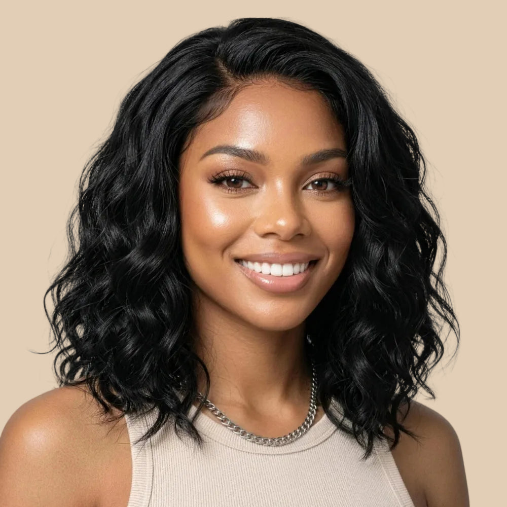 220% Density Water Wave Bob Wig – No-Slip 6x4 Minimalist Lace Glueless Human Hair | Ready To Wear