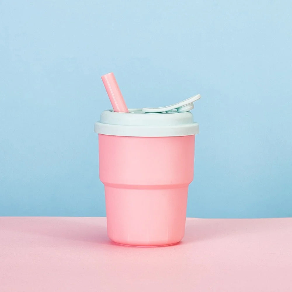 Kids Silicone Water Cup — 380ml Leakproof Bottle with Straw
