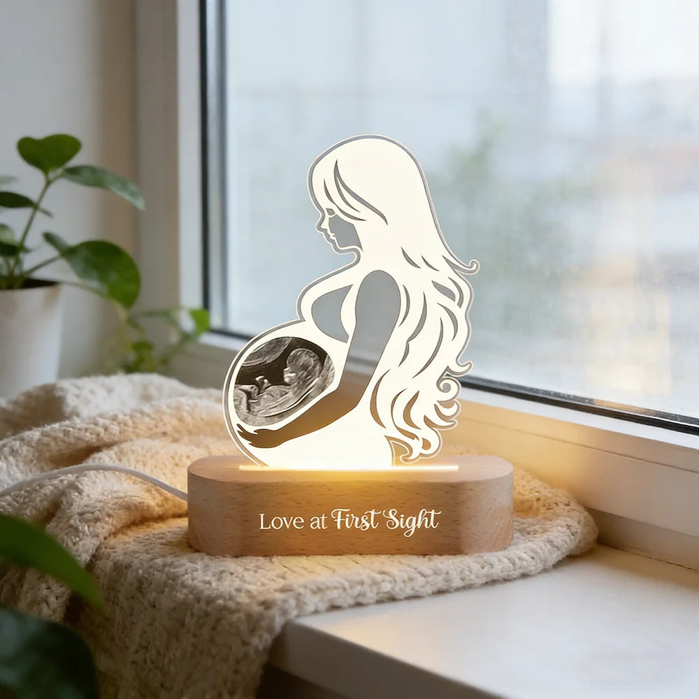 Personalized Baby Ultrasound Acrylic Night Light — Custom Sonogram LED Lamp