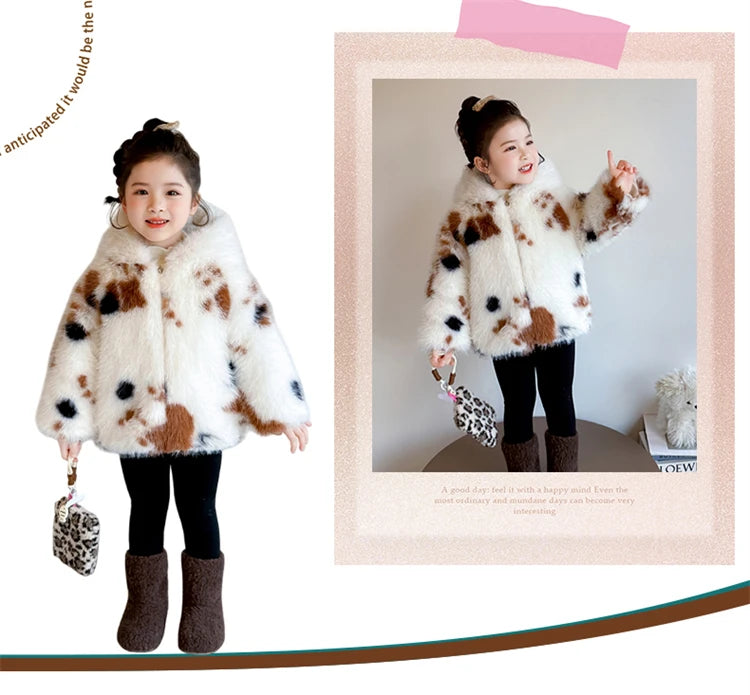 Adorable Faux Fur Cat Coat for Kids — Warm Winter Jacket