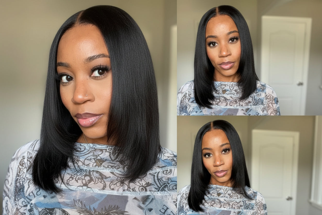 Hair Blunt Cut Bob Wigs Human Hair 7x5 Lace Glueless Short Straight Bob Wigs Yaki Straight Bob Wigs