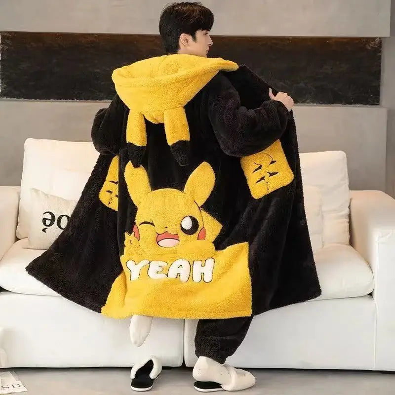 Pikachu Print Men's Fleece Pajama Set