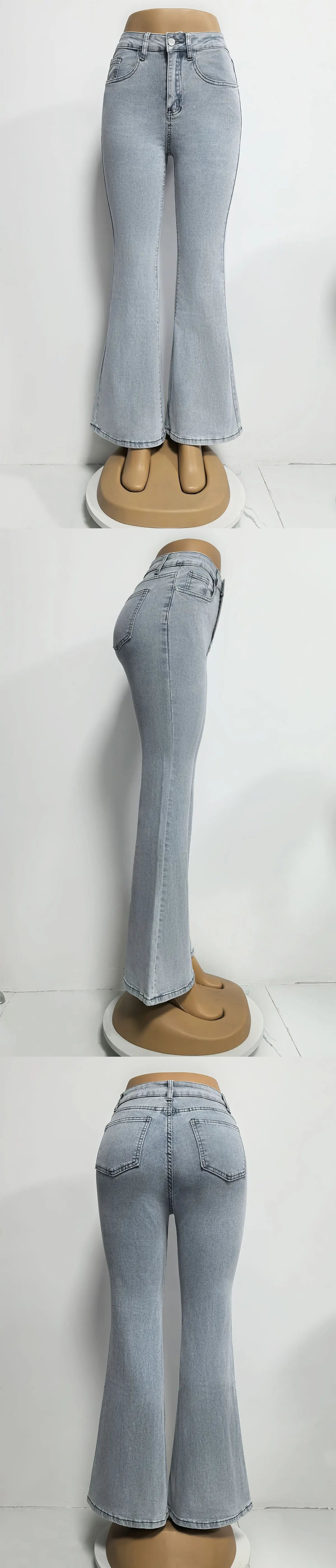Women's High Waist Flared Jeans — Stretch Slim Fit Street Style