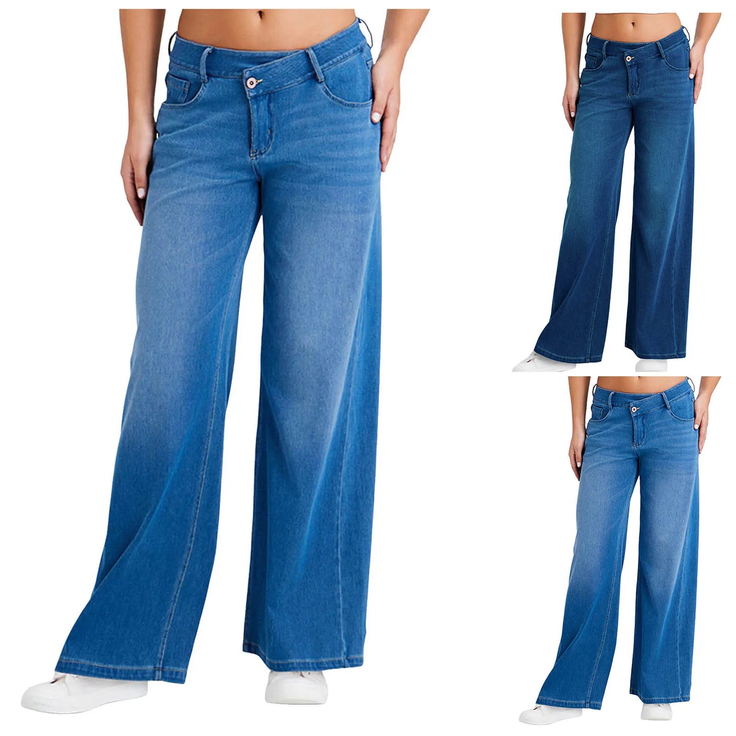 Women's Oversize Baggy Jeans — High Waist Stretch Denim Loose Straight Pants