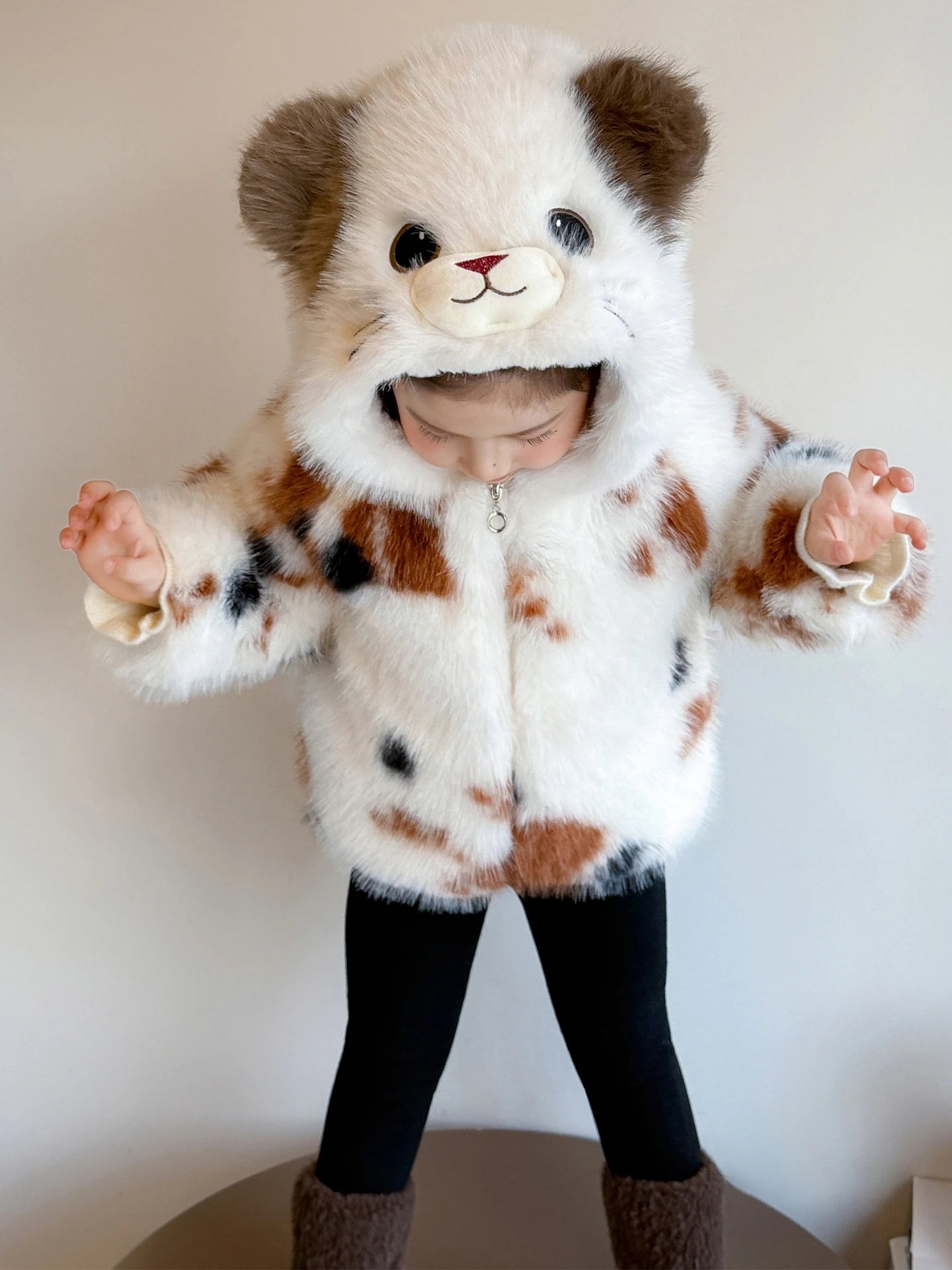 Adorable Faux Fur Cat Coat for Kids — Warm Winter Jacket