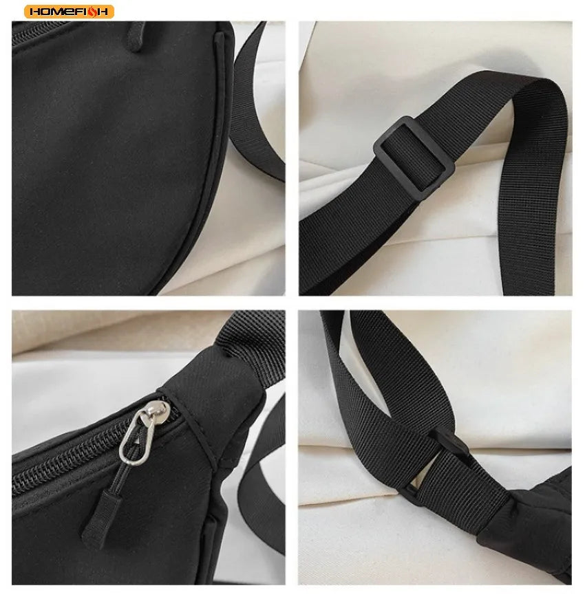 Homefish New Simple and Casual Solid Color Nylon Large Capacity Women's Dumpling Bag Shoulder Bag for Travel and Commuting