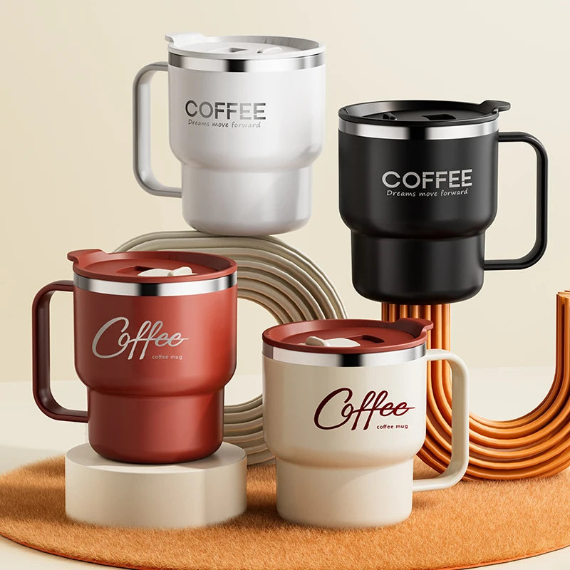 Double Wall Insulated Coffee Mug — 304 Stainless Steel with Handle