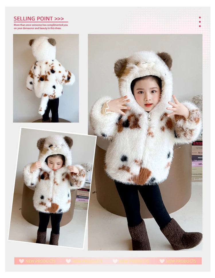 Adorable Faux Fur Cat Coat for Kids — Warm Winter Jacket