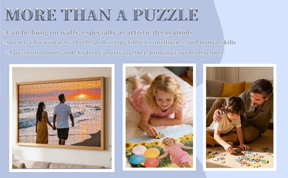 Personalized Wooden Jigsaw Puzzle — Custom Photo Puzzle for Adults, Kids, Couples & Families