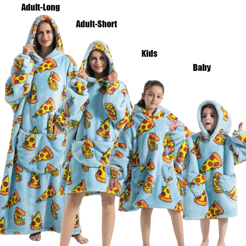Oversized Cartoon Fleece Hoodie Blanket