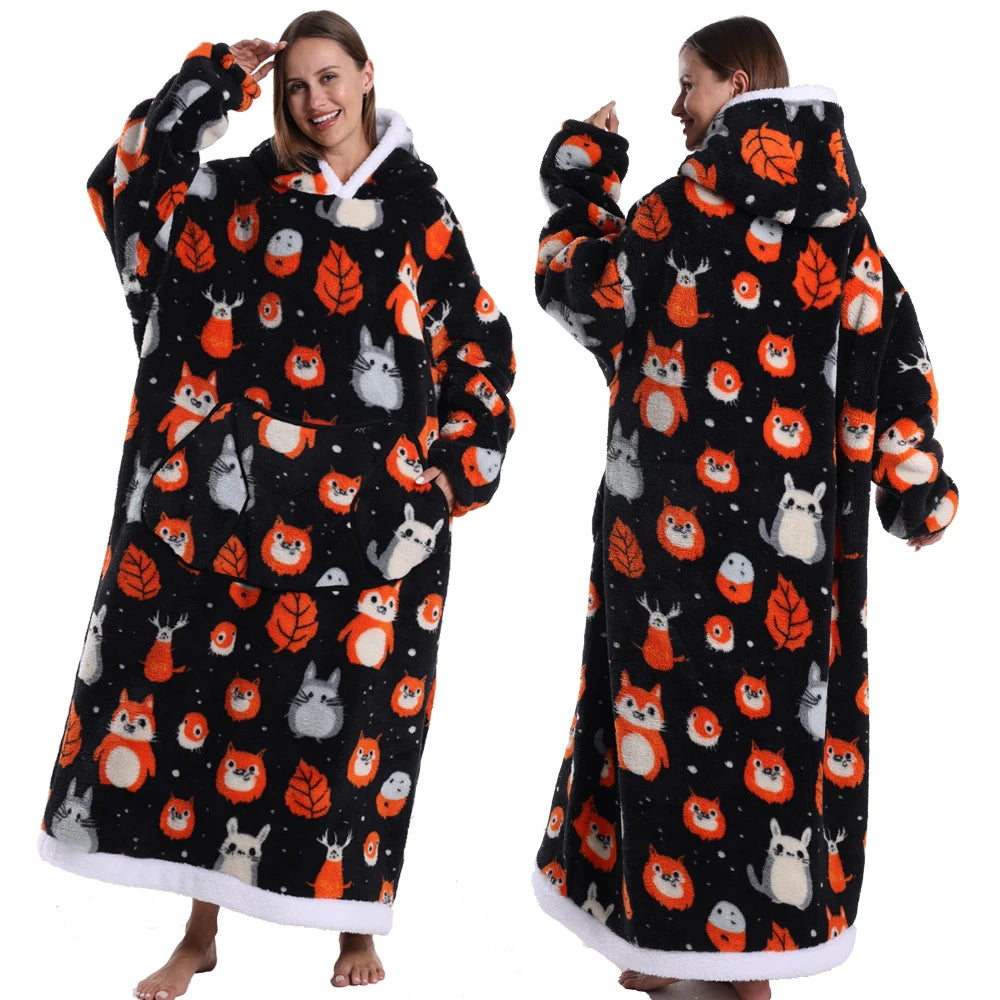 Cartoon Wearable Blanket Hoodie for Adults