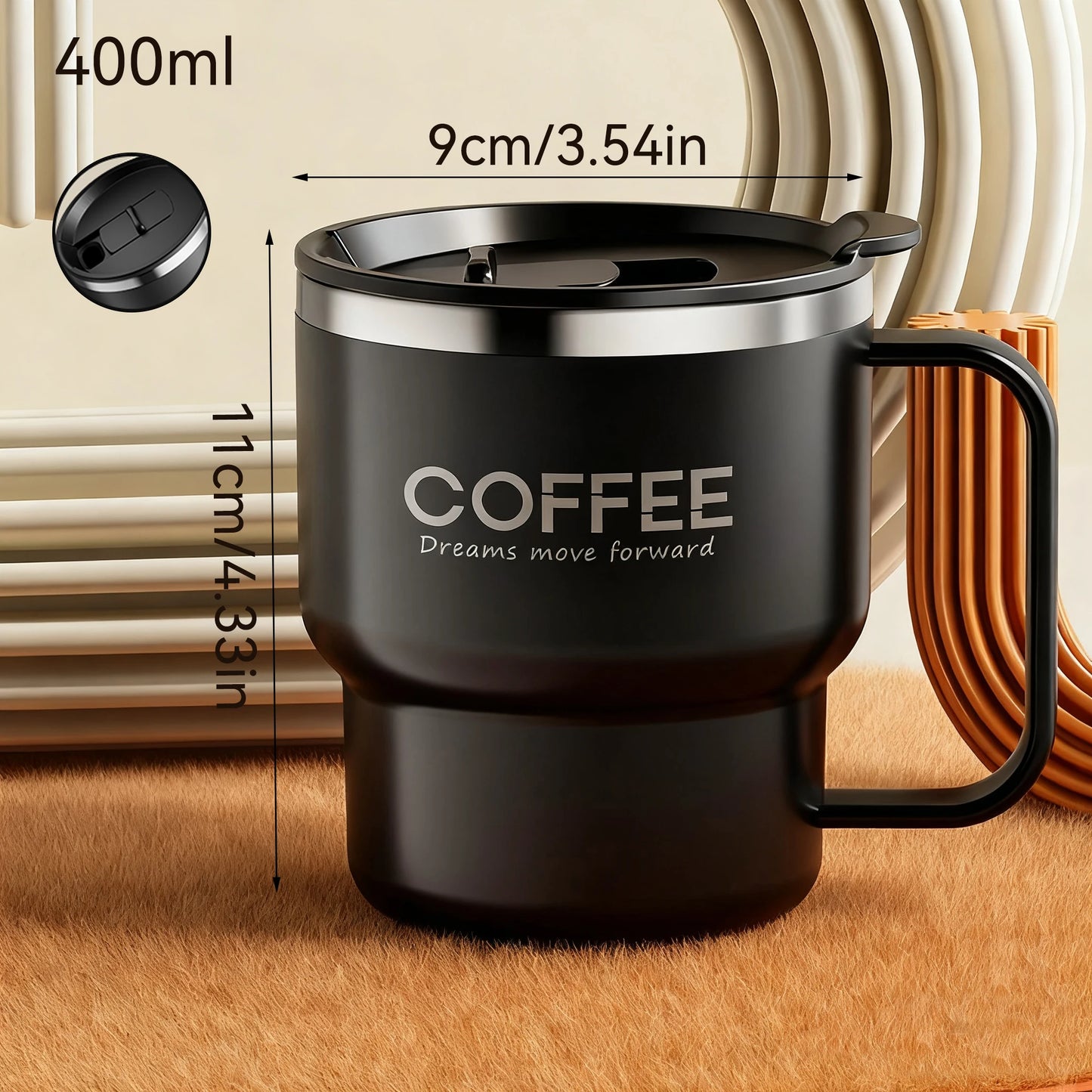 Double Wall Insulated Coffee Mug — 304 Stainless Steel with Handle