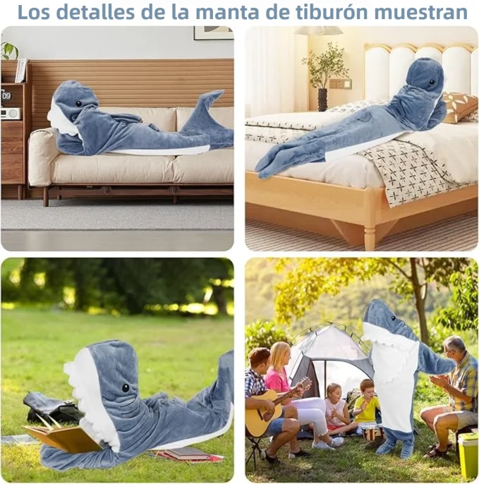 Pijama Tiburón con Capucha para Adultos — Saco de Dormir Portátil