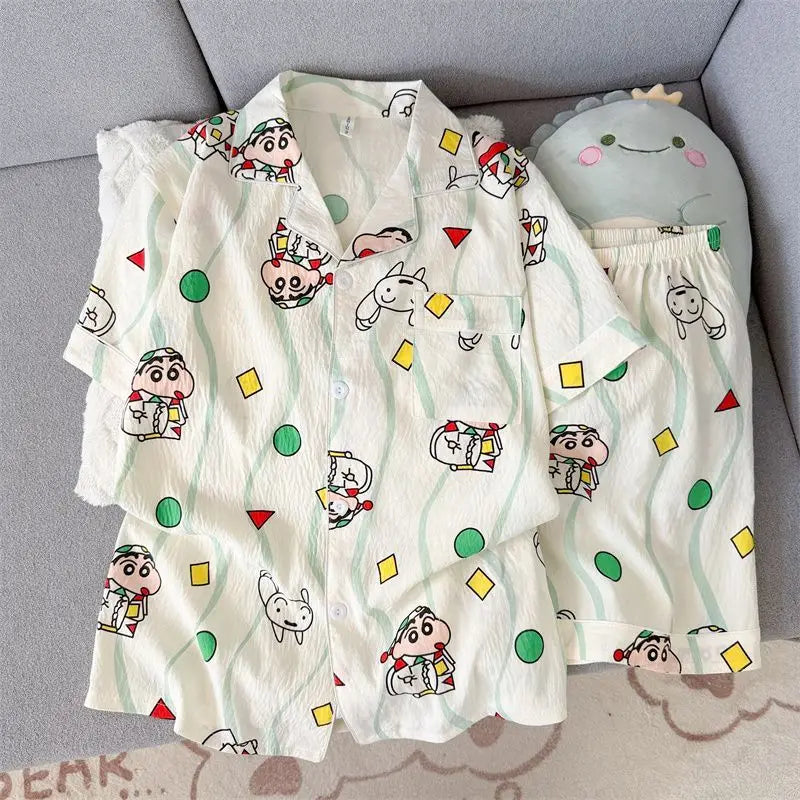 Crayon Shin-Chan Kawaii Pajamas Set — Short Sleeve & Shorts Anime Homewear