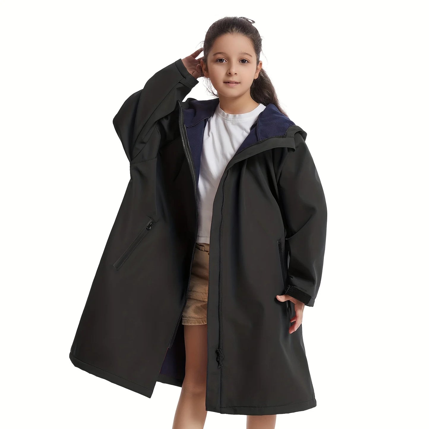 Long Sleeve Waterproof Surf Poncho – Hooded Windproof Changing Robe