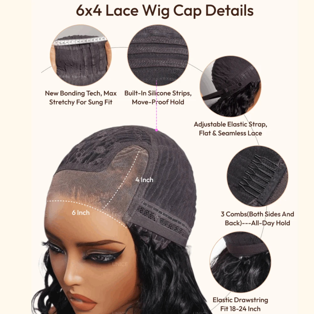 220% Density Water Wave Bob Wig – No-Slip 6x4 Minimalist Lace Glueless Human Hair | Ready To Wear
