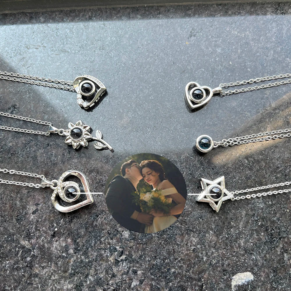 Personalized Photo Projection Necklace – Custom Heart Pendant with Your Picture Inside