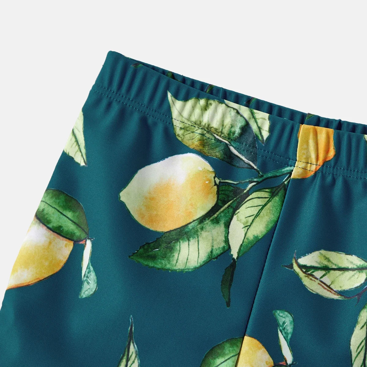 Family Matching Lemon Print Halter Swimsuit Set — Two-Piece & Swim Trunks