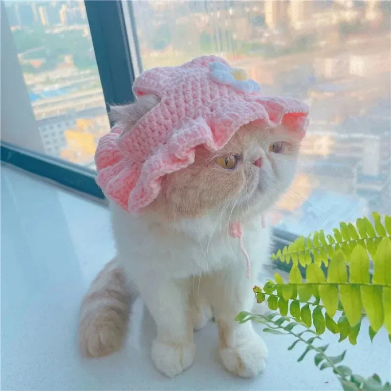 Cute Floral Pet Hat for Cats & Small Dogs