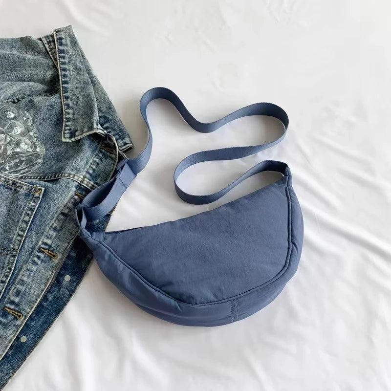 Japanese Style Dumpling Shape Adjustable Lightweight Single Shoulder Bag Underarm Bag Casual Simple Style Unisex Bag