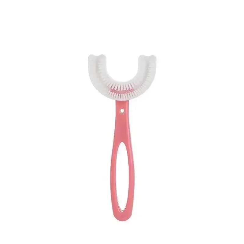 Kids U-Shaped Silicone Toothbrush — 360° Cartoon Design for Ages 1–12
