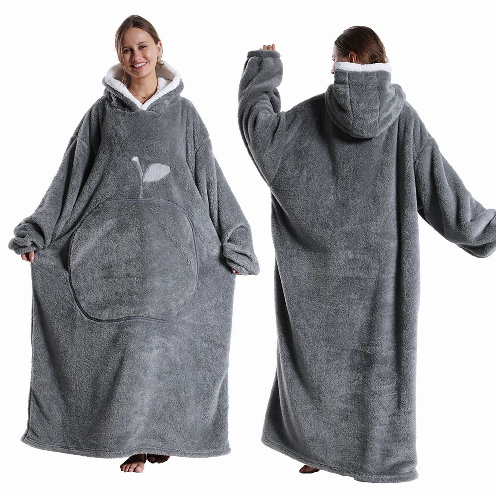 Cartoon Plush Wearable Blanket Hoodie for Adults