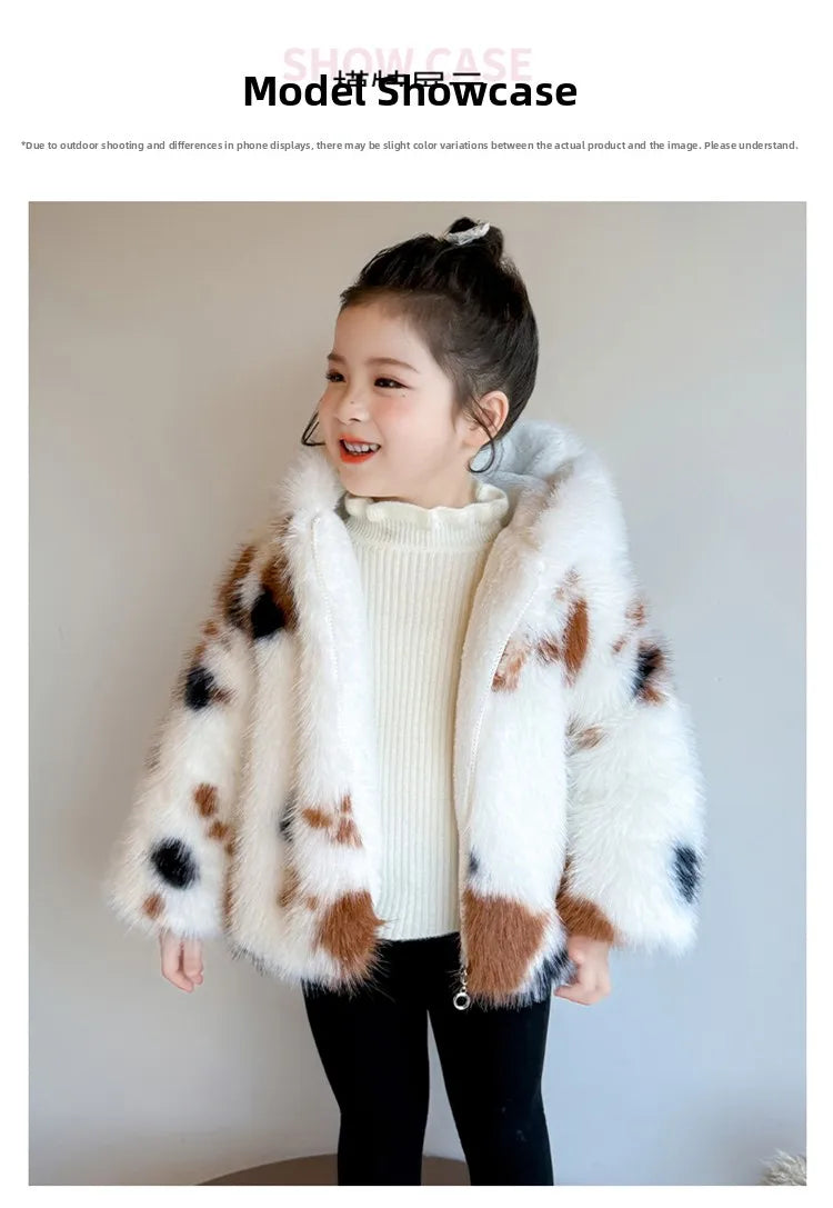 Adorable Faux Fur Cat Coat for Kids — Warm Winter Jacket