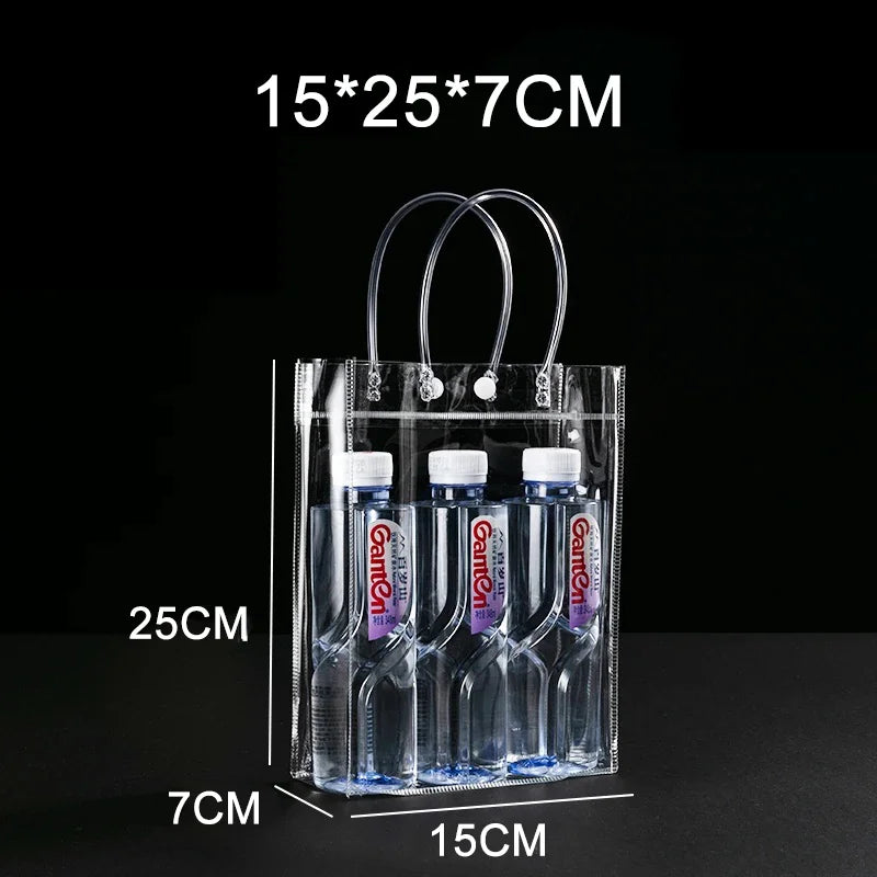 Transparent PVC Gift Tote Bags with Handle — Clear Plastic Packaging Bags
